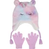 Cold Weather Plush Tie-Dye Unicorn Hat Set